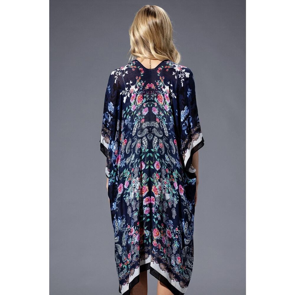 Rose Paisley Kimono – Dark Floral Dream (NWT)
